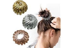 LUVADEYO Pinzas para el pelo con diseño de nido de pájaros para mujeres y niñas, pinzas para el pelo grandes y extensibles de estilo vintage (paquete de 3)