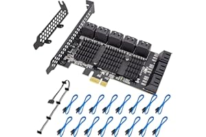 Tarjeta controladora PCIE SATA de ACTIMED con 16 Puertos SATA, Controlador SATA 3.0 de 6 Gbps, Tarjeta PCI Express Compatible con 16 Dispositivos SATA 3.0, y con Windows, Mac, Linux