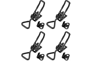 QWORK® 4 pièces. Loquet a Bascule en Acier au Carbon, Fermeture à Levier Capacité de Rétention 100kg pour Boîtes, Coffre, Armoire (95mm Noir)