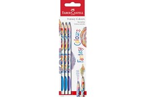 Faber-Castell 116570 – färgpennor set fantasy färg, 3 regnbågspennor för barn, tunna färgpennor med trefärgad stift