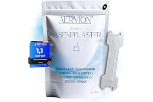 ‎AERVION AERVION® Premium Nasenpflaster Transparent 30 Stück, Extra stark, für Sport, Besser Atmen & Schlafen, Gegen Schnarchen & verstopfte Nase, Schnarchstopper, Hautfreundlich & Nasal Nose Strips M 55x17mm