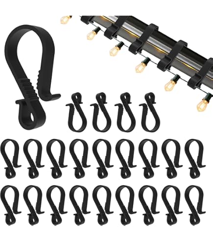 120PCS Hangings Gutter Hooks Outdoor S Shape Double Head Plastic Black Weatherproof Waterproof For Hanging Icicle String Lights