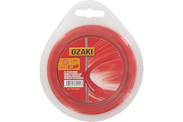 OZAKI - Bobine Fil Nylon Carré - Longueur 15m - Ø 1,35mm - Matières Vierges - Haute Durabilité - Excellente Tenue À L'Œillet