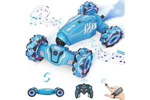 Dysaim Coche Teledirigido Niños, Coche Teledirigido con La Mano, 360 ° De Rotación Drift Coche Control Gestual,2 Baterías Recargable, 2.4Ghz RC Stunt Car Navidad Regalo para Niños De 6 8 12 Años, Azul