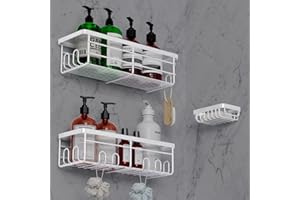 Lehuveky Duschablage ohne Bohren - 3 Stück Schwarz Duschregal - Rostfrei Badezimmer Regal mit Seifenhalter - Große Badregal Shampoo Halterung für Dusche