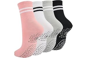 QEEROYO 4 Paia Calzini Antiscivolo Yoga Donna, Calzini Antiscivolo Yoga, Calzini Pilates Antiscivolo, Antiscivolo Pilates Calze per Donna Ragazza, per Yoga, Pilates, Balletto, Danza, Fitness