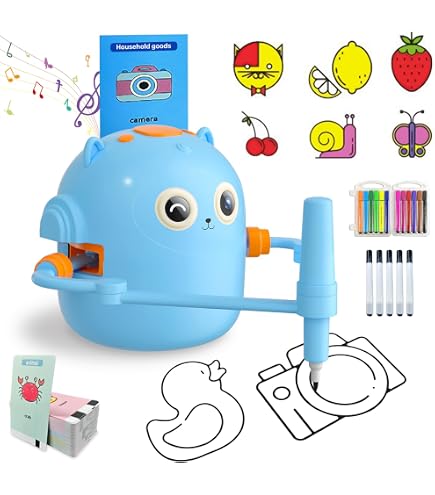 Robot De Dessin Intelligent Pour Enfants 4-8 Ans - Avec 150 Cartes Et 12 Feutres - Jouet Éducatif Interactif