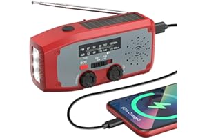 Radio Solar de Emergencia, DOLUCKY Radio Solar y a Pilas con Linterna LED, Radio Portable Alarma SOS, Am/FM, con batería de 2000 mAh, para Carga de Emergencia de Smartphone