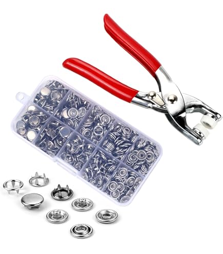 Snap Button Fastener Kit, 200 Pieces Metal Snaps Buttons With Pliers Tool Kit, Five Claw Buckle Tool For Clothing Sewing Leather Craft Jacket Repair