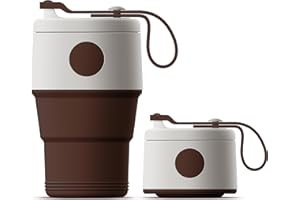 HOURUNTAIL Faltbarer Kaffeebecher,Becher Faltbar,BPA-frei Faltbarer Becher,Dichtungsdeckel, Tragbares Tassen für Picknick, Camping, Outdoor-Wandern,395ml 14oz