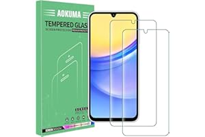 AOKUMA Cristal Templado Samsung Galaxy A15 5G/4G, [2 Unidades] Protector Pantalla para Samsung A15 Robusto Antiarañazos Antihuellas con Borde Redondeado Dureza 9H, Sin Burbujas, Alta Definicion