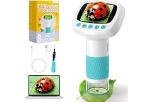 COOBEST Mikroskop für Kinder ab 3 Jahren, 1000X Tragbares Handmikroskop mit 2'' HD-Bildschirm, Digitales Edubini Taschen Mikroskop, Weihnachten Geburtstag Geschenke für Kinder (Blau)