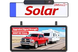 AUTO-VOX Solar Wireless Reversing Camera Kit: 7.2" HD Split-Screen, Dual Antenna Signal Upgrade, 3-Minute Easy Install, 1080P Color Night Vision, DVR Recording Reverse Camera for Car, Van, Trailer