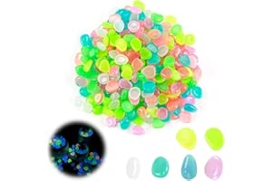 MXYVRIX 300 Stück Leuchtende Kieselsteine für Garten und Aquarium, Bunte Leuchtsteine, Solarbetrieben, Geeignet für Fischtanks, Straßenoberflächen, Dekoration für Zuhause, Leuchtkraft durch Lichtabsorption