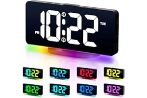 VINILITE Sveglia da Comodino con Luce Notturna e Grande Display a LED Orologio Digitale da Tavolo con 2 Allarme, Snooze, Luminosità Regolabile, Montato a Parete