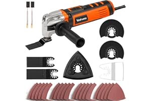 Yunirvana - Herramienta oscilante (400 W multifunción oscilante, 6 velocidades variables, 15000-22000 RPM, ángulo oscilante: 3 °,28 accesorios, multi herramienta oscilante para cortar, lijar