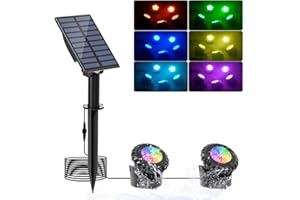 NATPOW Lámpara Sumergible LED Solar, Luz Solar Estanque RGB, Sumergibles IP68 para Piscina/Estanque Decoración Jardín/Patio/Bodas (2 en 1)
