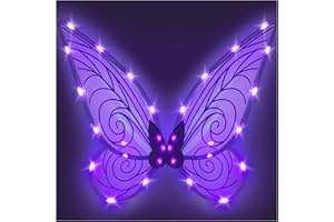 Tanganan Light up Fairy Wings Butterfly Wings for Adult Girls,LED Fairy Wing Sparkle Angel Wings for Women Halloween Cosplay Costume Angel Wings Dress Up