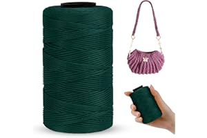 LEREATI Polyester Macrame Cord 1mm x 230m, Polyester Yarn for Crocheting, Braided Polypropylene Crochet Bag Cord Macrame Yarn for Handbag, Beading, DIY Crafts (Dark Green)