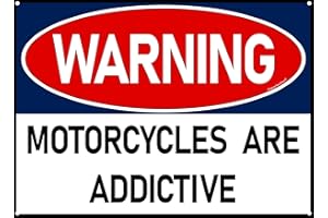 ITSPERFECTFOR Metal Motorcycle Sign, Motorbike Garage Plaque, Motorcyclist Shed Decor, Biker Man Cave Wall Art, Warning Motorcycles Are Addictive. Size Large.