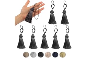 Fenghuangwu Set of 8 Elegant Polyester Tassel Colorful Craft Tassels Charms Key Tassel DIY Accessories (Charcoal)