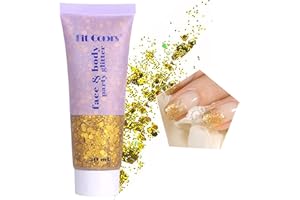 RUIBAVYA Paillettes Chunky Glitter Gel Body Ongles Visage Paillettes Sequin Sparkling FêTe Maquillage DéCoration Glitter 50ml