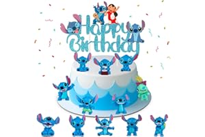 ENAIAH St-ch Tortendeko, 13 Stück St-tch Cartoon Cake Toppers, St-tch Mini Figuren Set, St-tch Cupcake Figuren, St-tch thema Figuren Set, St-tch Cupcake Puppen, Geburtstag Deko für Kinder
