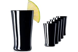PLATINUX - Bicchieri neri in vetro, da shot, set da 6 pezzi, per cicchetti, vodka, liquore, tequila, 20 ml (max. 30 ml)