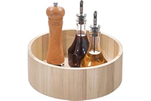 INTERDESIGN iDesign Plato giratorio para la cocina con el borde alto, bandeja giratoria para especias de madera de paulownia, versátil organizador de cocina para estantería o armario, beige
