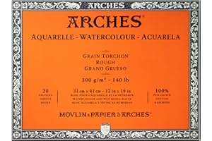 Arches Blocco Per Acquerello Incollato 4 Lati (20 Fogli) - Grana Torchon - 300 G/Mq - 31 X 41 cm