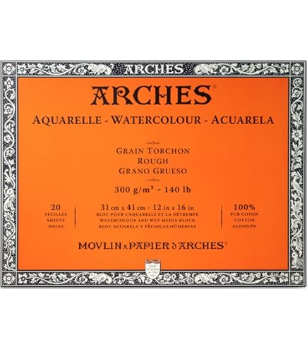 Arches Aquarelle 100 Thick 300g Gluing Pad 4L 31x41 20 Sheets Natural White - View #11
