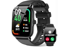 LLKBOHA Inteligentny Zegarek Mężczyźni Kobiety,1,85" Smartwatch Męski,z Funkcją Dzwonienia,IP68 Wodoodporny Zegarek Sportowy,Tętno,SpO2,Monitor Snu,Krokomierz,WhatsApp,dla Androida IOS,Czarny