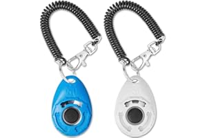 Acehome 2 Pack Dog Training Clicker with Wrist Strap, Pet Training Clicker with Big Button Effective Behavioral Training Tool for Cats Birds Puppy Recall