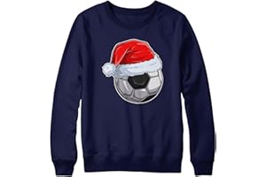 PURPLE PRINT HOUSE Football Christmas Ugly Mens Sweatshirt, Funny & Unique Santa Hat Soccer Parody Christmas Sweater, Xmas Jumper Gifts for Him Or Her, Simple Present For Men and Women