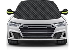 Mengine Osłona przedniej szyby samochodu, ochrona przed śniegiem, promieniowaniem UV, lodem, z 9 ukrytymi magnesami i osłoną lusterka bocznego (Biały, 148 x 120 cm)