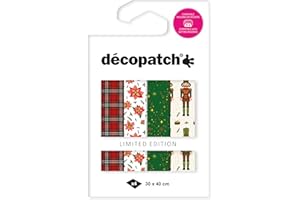 Décopatch TD926C - Assortiment de 4 papiers Foil avec dorure à Chaud - Papier déco Noël - Soldat Casse Noisette