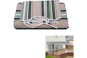 CEKOCK Manual Retractable Patio Awning Fabric Replacement Window Awning Cover Waterproof Shade Sunshade Shelter Canopy Sun Shade Canvas for Yard Deck,without Frame(Size:4x2.5m,Color:Stripe)