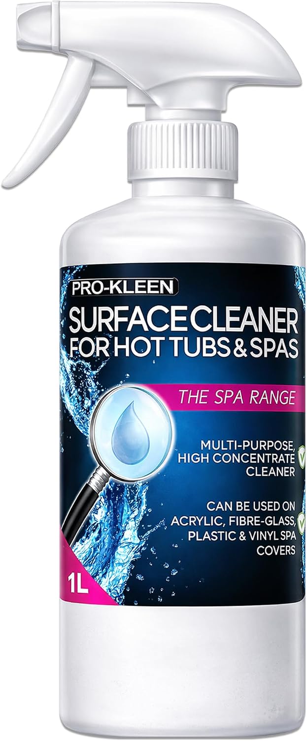 Pro-Kleen Hot Tub & Spa Surface Cleaner Spray - Removes Dirt, Oil & Grease - Suitable for Gold Plate, Brass, Plastic, Acrylic & Fibreglass. (1 Litre)