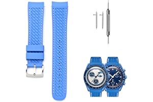 Ziknow Slicone Watch Straps for Moonswatch Swatch 20mm Curved End Moonwatch Strap for Omega X Swatch Speedmaster/Rolex/SEIKO Replacement Straps for Men Women