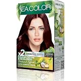 SEA COLOR Amonyaksız, Vegan, Doğal, Besleyici Kalıcı Sa&ccedil; Boyası%100 Beyaz Kapama (1 PAKET 2 x 50 ml Boya & OKSİDAN) (Kestane 