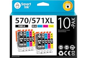‎SMART INK Smart Ink Kompatybilne wkłady atramentowe jako zamiennik do Canon PGI 570XL CLI 571XL 570 571 XL (2 PGBK & 2 BK/C/M/Y) do użytku z Pixma MG5750 5751 5753 6850 6851 TS5050 5051 5055 5752 6050 6052 6051