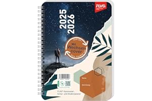 FLVG School Calendar 2025/2026, A5 School Planner, Homework Book for School & Gymnasium with Interchangeable Cover
