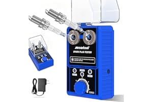 MOTOCOCHE 220V Comprobador de Bujías Coche, Doble Agujero Detector Analizador Bujías para 12V Gasolina Vehiculos Moto, 0-6000rpm Frecuencia Ajustable, para 12mm Bujías, Azul