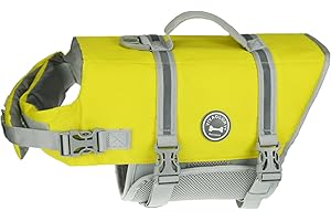 VIVAGLORY Ripstop Kamizelka do Pływania dla Psów, Wytrzymała Kamizelka Ratunkowa z Zwiększoną Wypornością i Widocznością, Odpowiednia dla Małych, Średnich i Dużych Psów, Żółty Szary