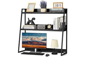 VEVOR Étagère à Poser sur Bureau à 2 Niveaux, Bibliothèque de Bureau 95 x 32 x 90 cm, Organisateur de Bureau avec Pieds Antidérapants, Support de Rangement Stable pour Maison Dortoir, Noir