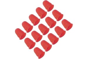 PATIKIL Protectores de Dedos de Goma, Paquete de 15 Tapas de Silicona para Dedo Pulgar Protector de Dedos Cubiertas de Dedos para Contar en la Oficina, Costura, Tamaño Xs Rojo