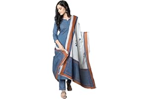 NITIMATTA Kurta Set für Frauen mit Dupatta formelle Party Wear Kleid indische Kleidung Casual Silk Blend Tunika Tops - Blau