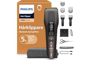 Hair Clipper 9000 Series – hårtrimmer för män och kvinnor, självslipande blad, 28 längdinställningar i 1 mm-steg, Trim and Flow-kam, upp till 180 min driftstid, barberkit i 4 delar, HC9721/15