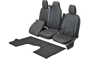 Z4L Housses de siège en cuir synthétique VIP et tapis de sol en caoutchouc compatibles avec Renault Trafic à partir de 2014 – Un ensemble