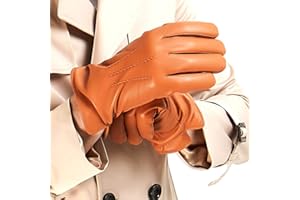 MGGMOKAY Guantes de invierno de cuero para hombre Guantes de montar de piel de oveja suave con forro de cachemira cálida